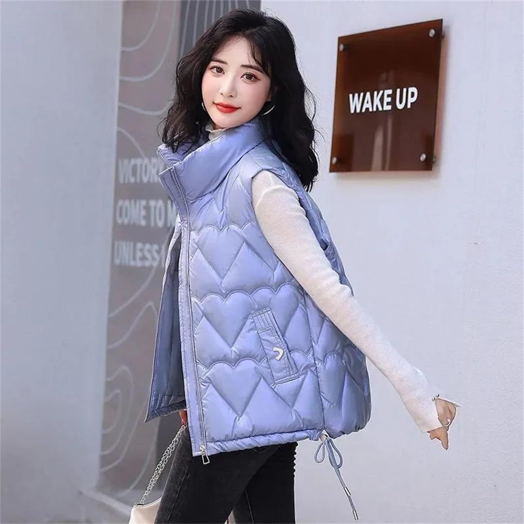 Women Vests Short Loose Stand Collar Down Cotton Vest Coat Warm Sleeveless Waistcoat Parka Outwea