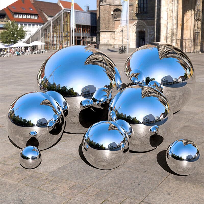 FS-PINGXIANG Stainless Steel Mirror Gazing Ball, 6 Pack 50-150 mm Mirror Polished Hollow Ball Reflective Sphere, Floating Pond Balls Seamless Gazing Globe for Home Garden Ornament Decorations