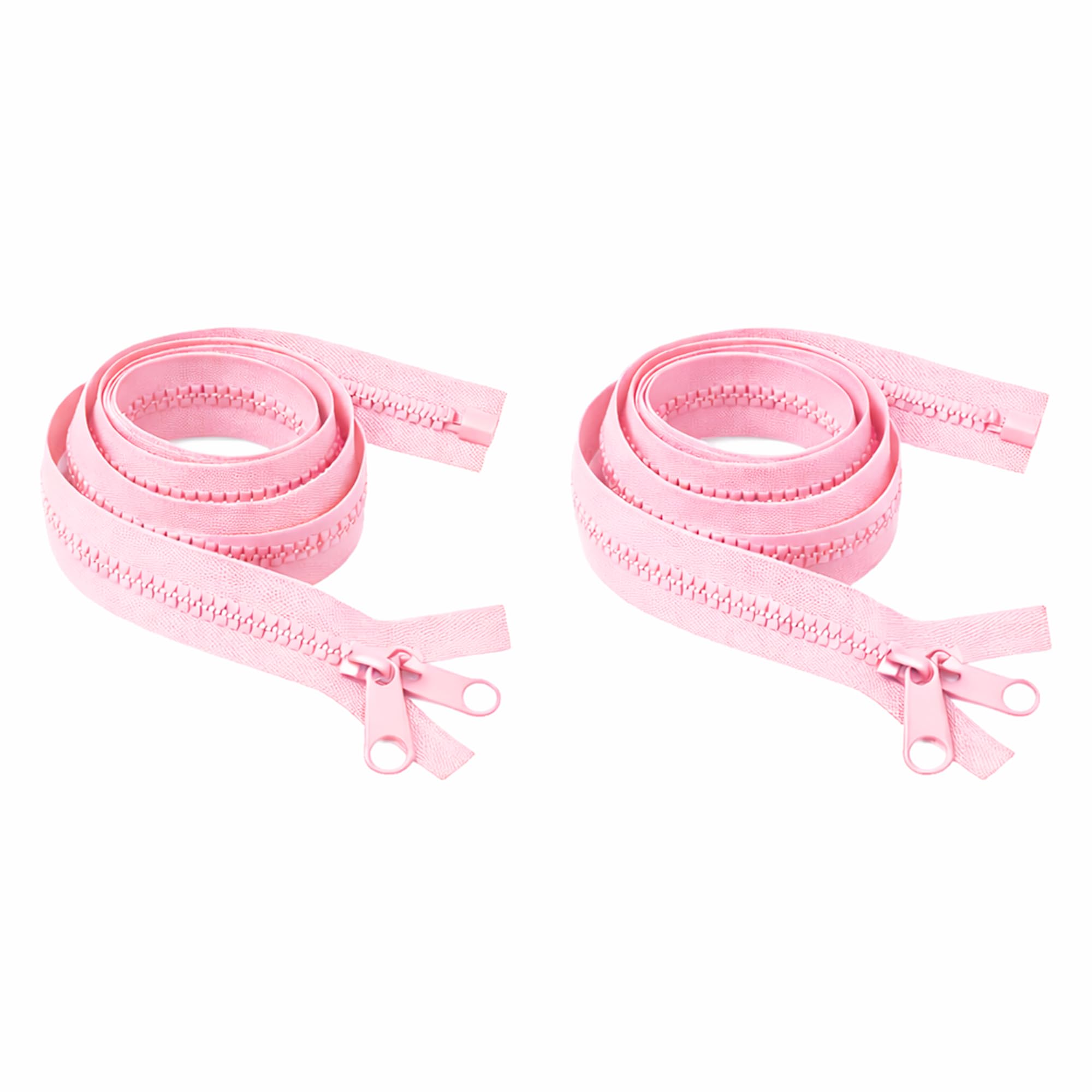 Mandala Crafts #5 15 Inch Double Pull Zippers – 2 Light Pink Reversible Heavy Duty Plastic Separating Zippers with Dual Tabs for Trampoline Tent Sleeping Bag Canvas Boat Cover