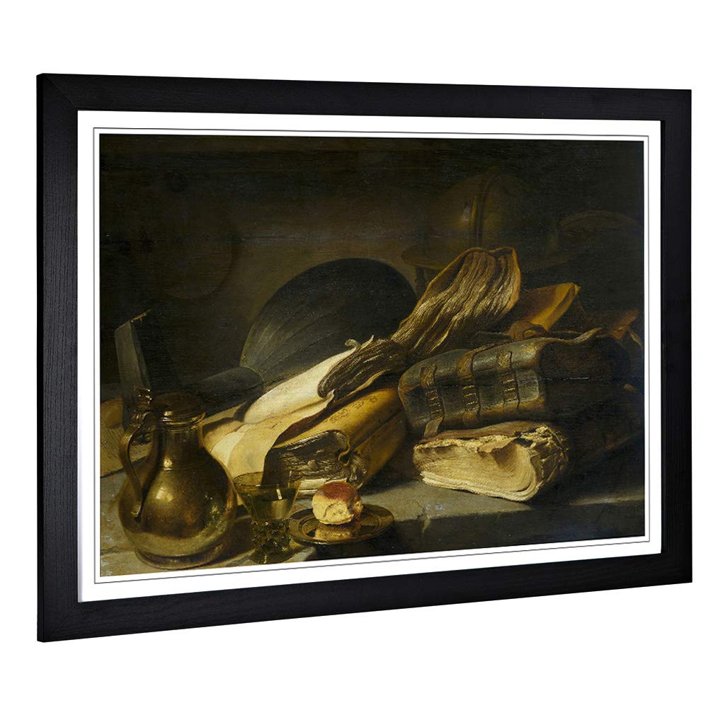 Big Box Art Framed Print of Rembrandt Still Life Design | Wall Art Picture | Home Decor for Kitchen, Living, Dining Room, Lounge, Bedroom, Hallway, Office, Black, A2 / 24.5x18 Inch / 62x45cm