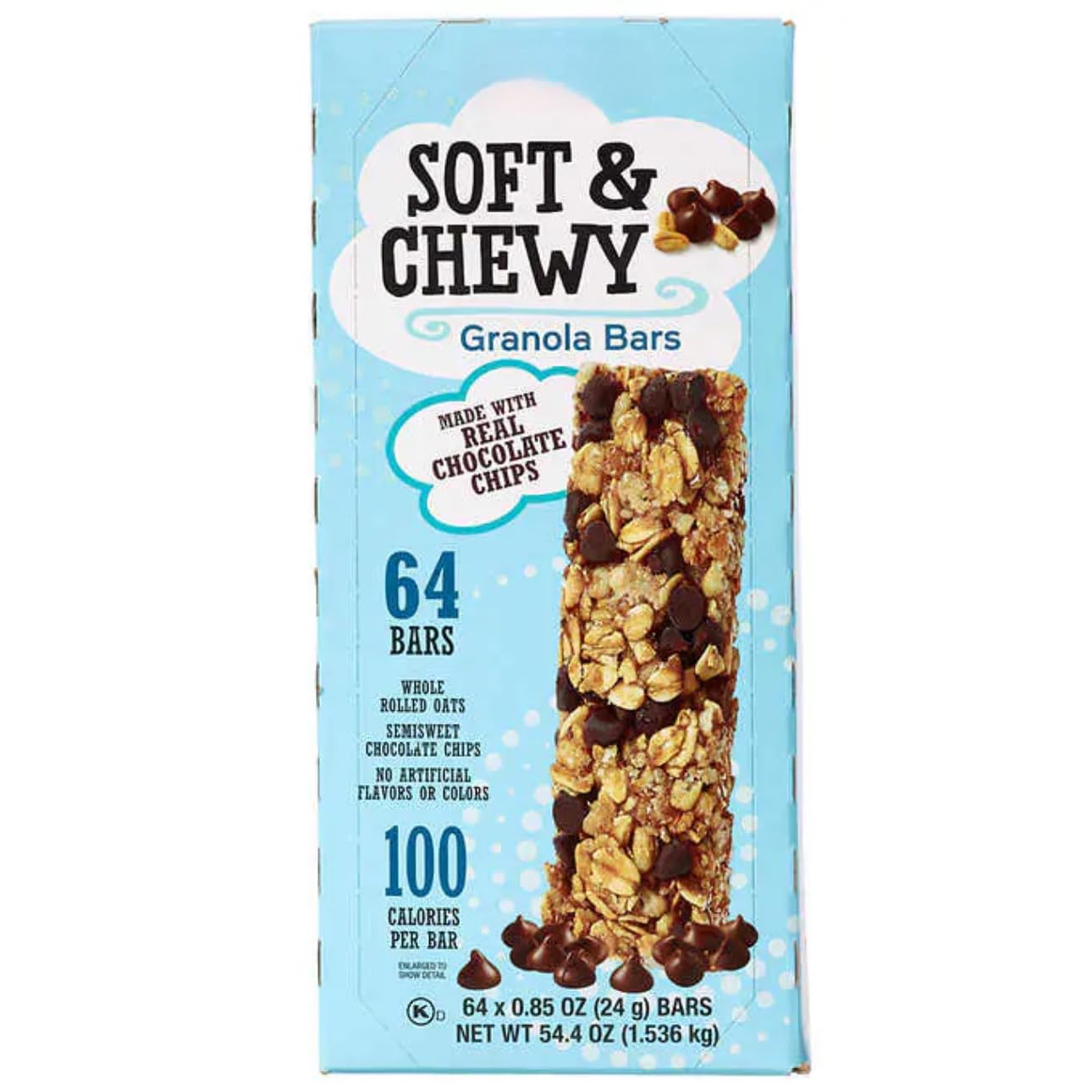 Soft & Chewy Granola Bars, 64 count, Great for School Snacks, Office and Travel