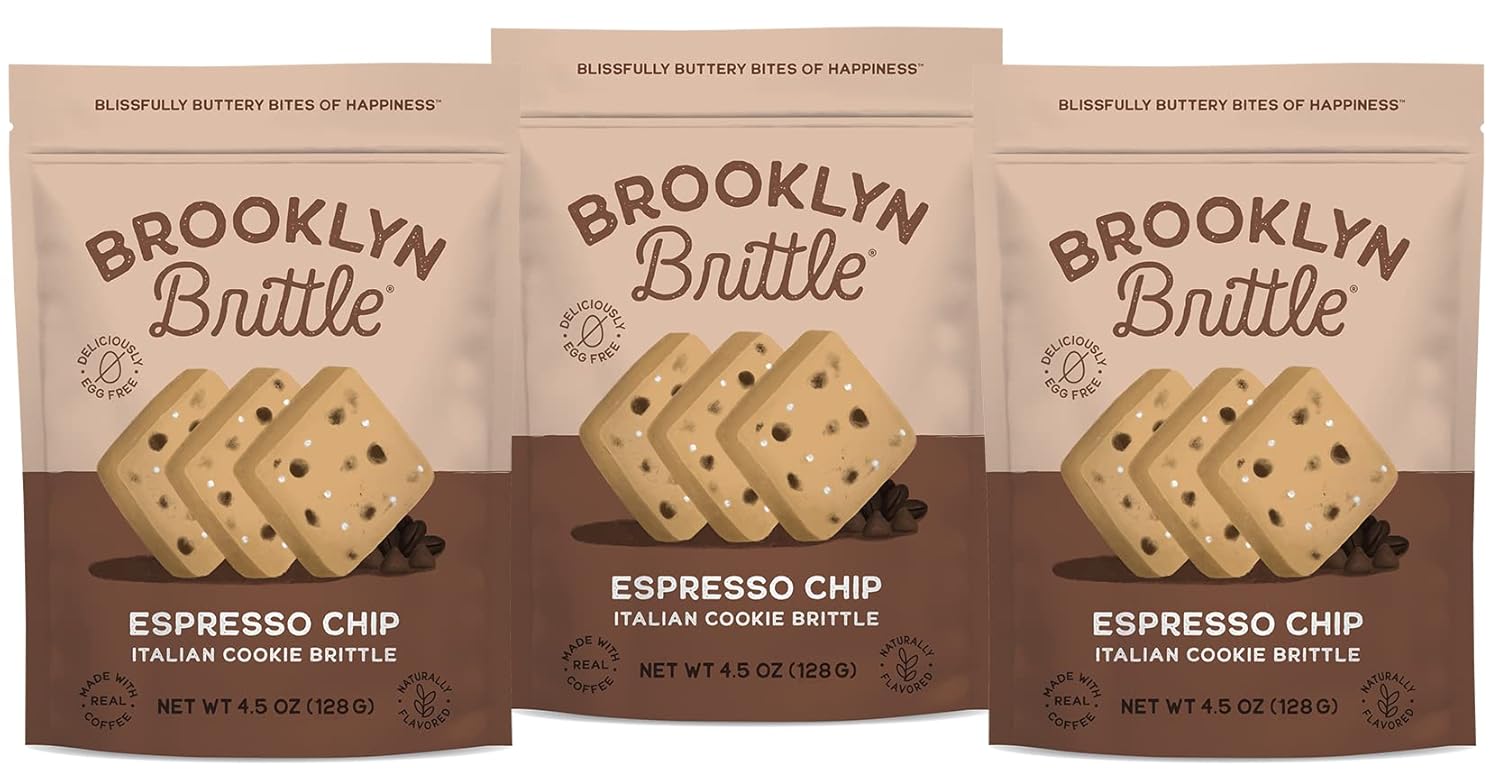 Brooklyn Brittle Italian Cookie Brittle (Espresso Chip, Pack of 3) Grocery