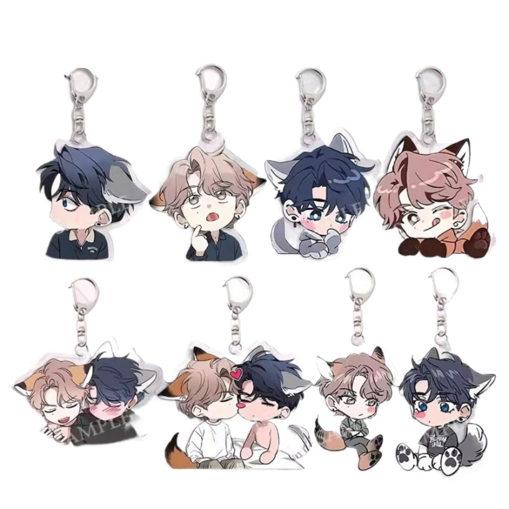 Sketch Keychains 8pcs Set BL Manga Role Acrylic Key Pendant Acrylic Chibi Figure Keyring Bag Decor Accessories