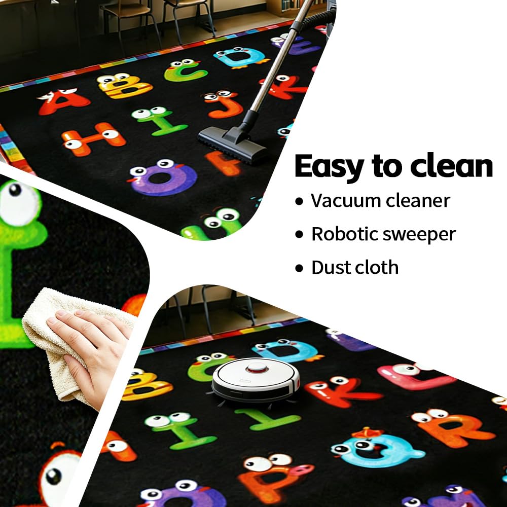 ABC Kinderteppich, ABC-Teppich für Kinderzimmer, 2,7 x 2,1 m, für Kindergarten, Kindertagesstätte, für Klassenzimmer, waschbar, Kinderteppich für Schule, Alphabet, pädagogischer Teppich für