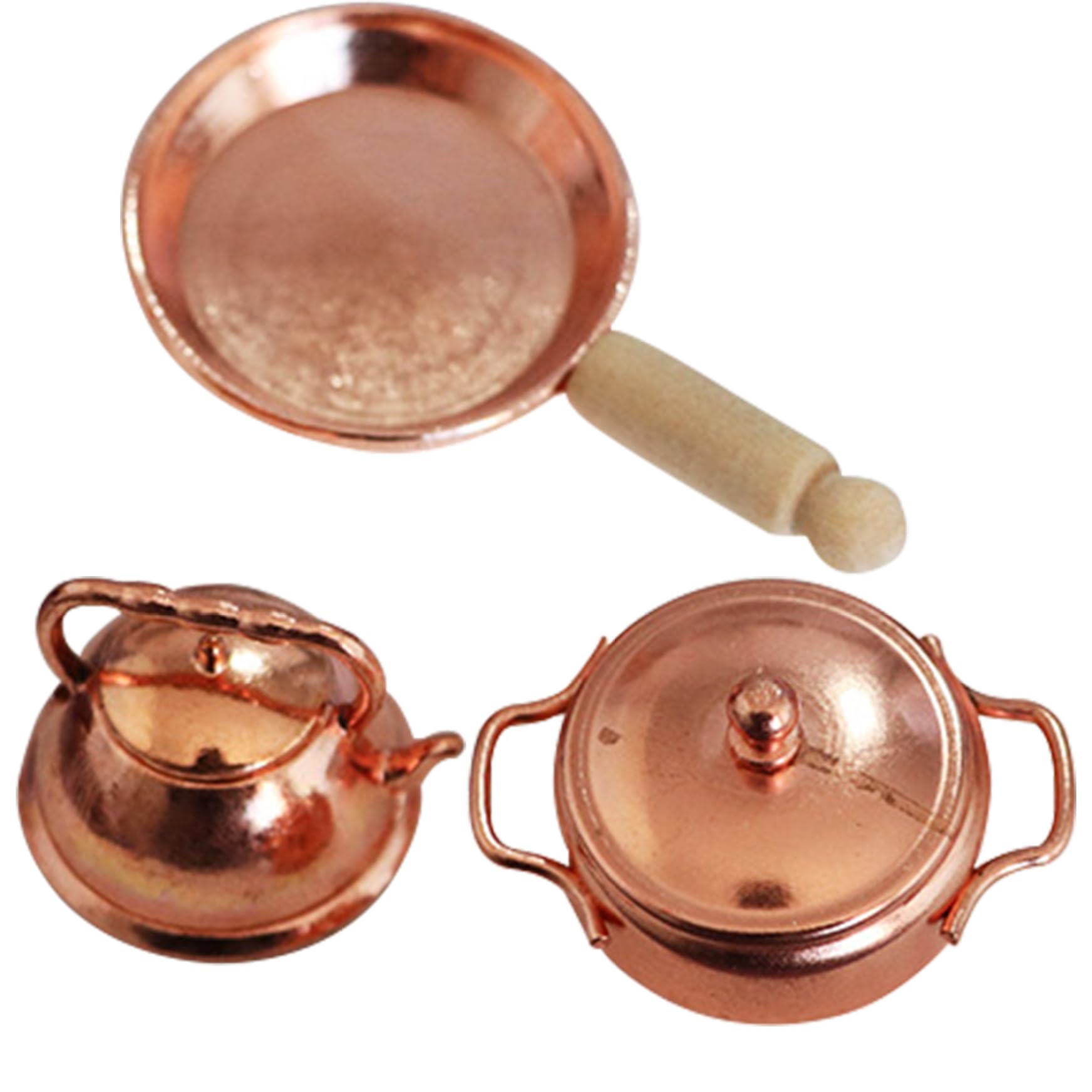 Mini Pots and Pans with a Kettle for 1:12 Dollhouse Kitchen Accessories Alloy Mini Kitchen Set Doll House Miniatures Items for Dollhouse Decorations..