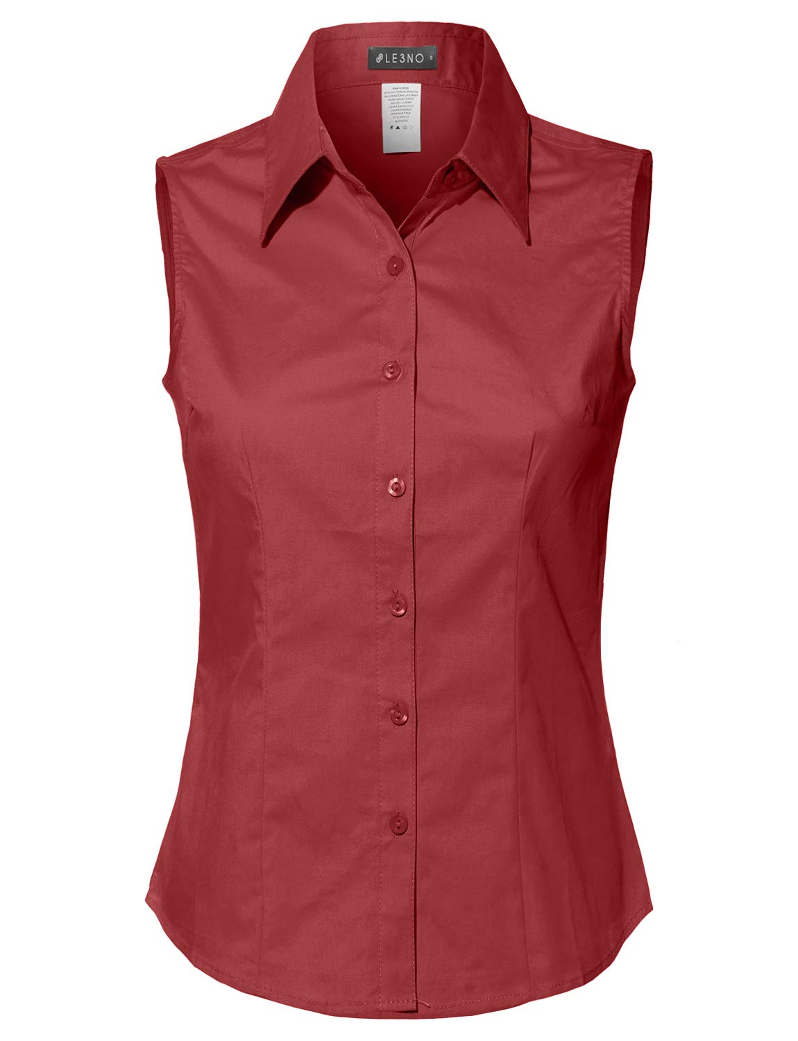 LE3NOWomens Lightweight Cotton Sleeveless Button Down Shirt
