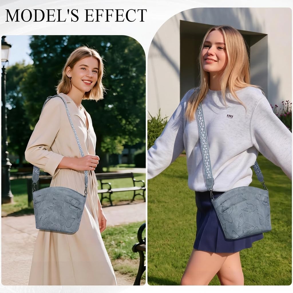 BELTANA Crossbody Purses for Women,Multi Pocket Medium Crossbody Bag,Adjustable Strap Shoulder Bag Butterfly Design | Zipper Pockets, Adjustable Strap, Lightweight, Satchel Bag, Gift for Women - Image 2