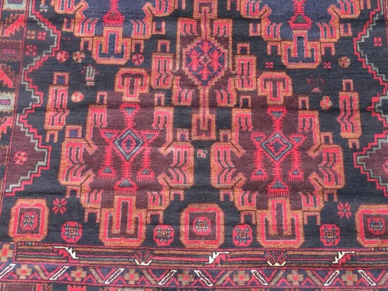 5 x 10 ft Afghan Handwoven Bokhara Wool Area Rug - (300 x 155 cm) Medallion Pattern for Elegant Home Décor