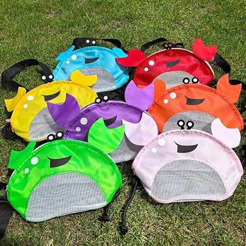 Image of Kids Mesh Beach Bag, Cute Crab-Shaped Seashell Collecting Bag with Adjustable Strap for Holding Shell Beach Toy