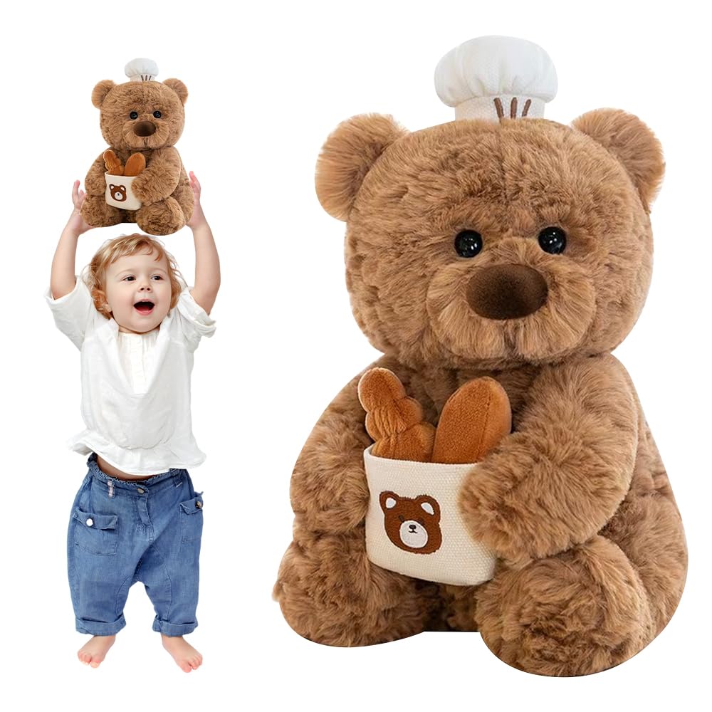 Lotvic Oso de Peluche, 25cm Teddy Bear con Gorro de Chef, Osito Peluche Personalizado para Fiestas Infantiles de Niñas y Niños, Cumpleaños de Navidad