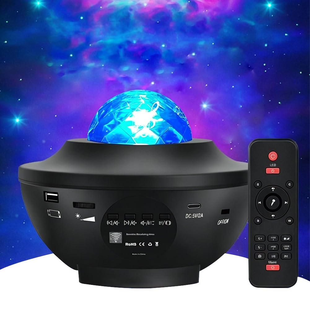 MIFKLMV Galaxy Projector Star Lights Projector for Bedroom Aurora Projector with Bluetooth Music Night Light with IR Remote, Timer for Kids Adults Room Decor