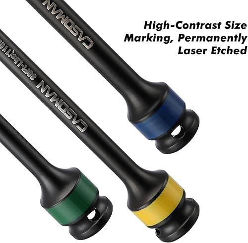 Miniatura 6 de CASOMAN Juego de 10 barras de extensión de par codificadas por colores de 8 pulgadas de longitud de 12 pulgadas, 65 a 150 pies-libras (90 a 200 Nm),