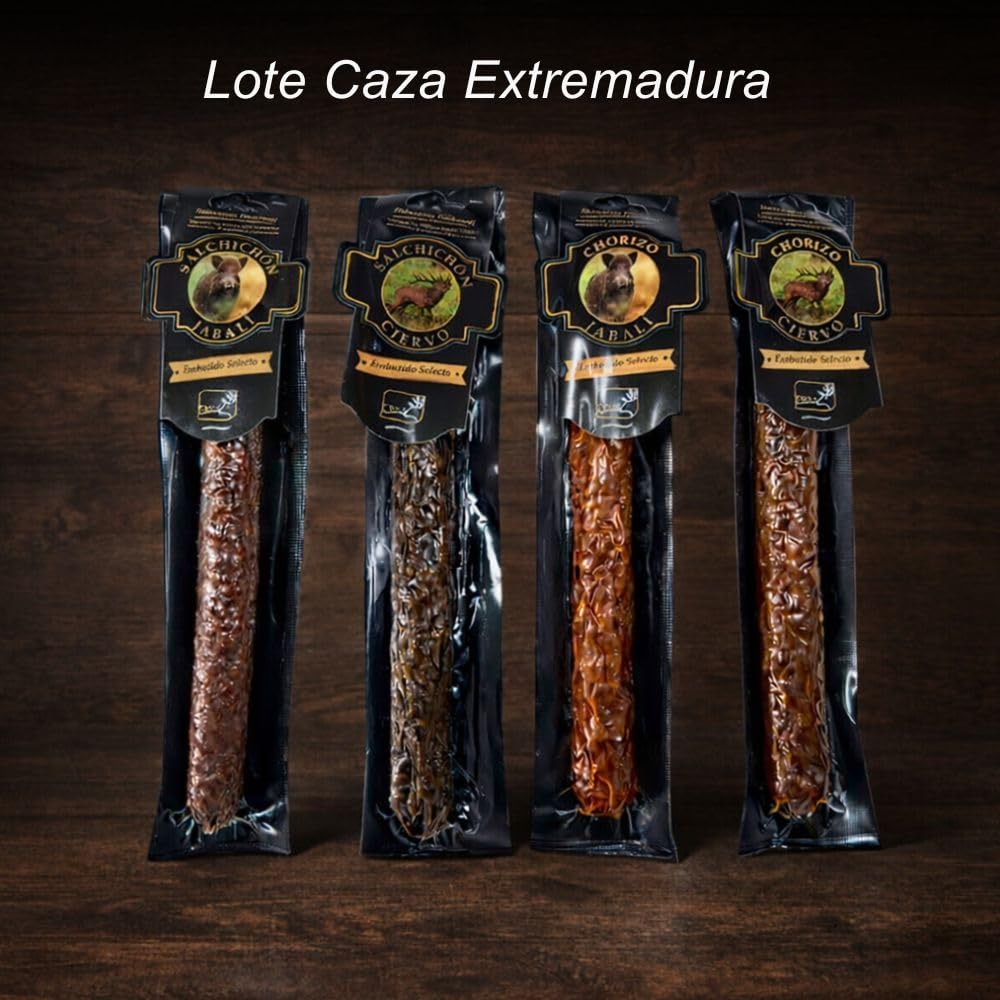 Lote Embutidos de Caza Extremeño | Chorizo y Salchichón de Jabalí y Ciervo | 200g aprox. c/u | Selección Gourmet Tradicional