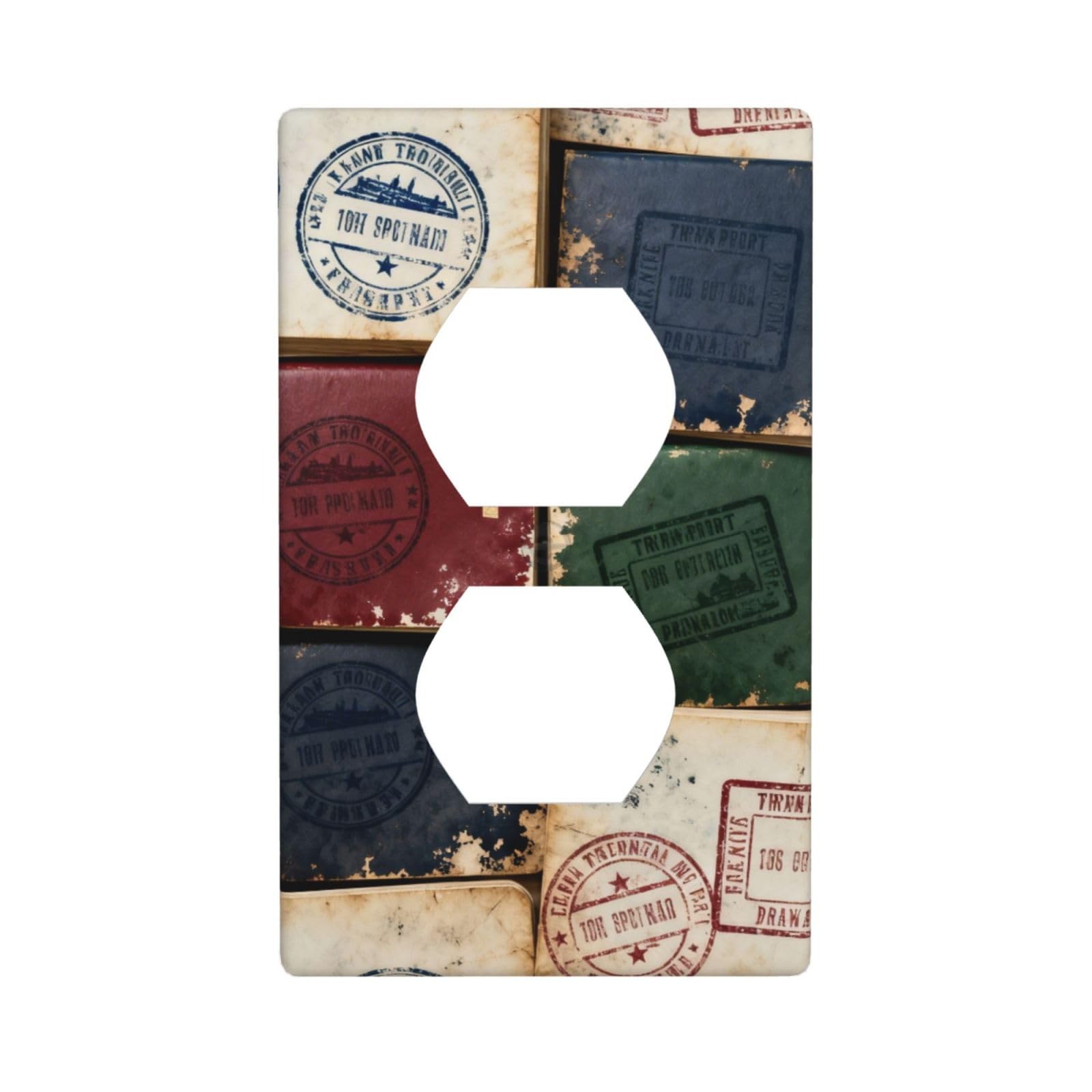 Passport Stamp Set Decorative Switch Plate Cover-Unbreakable Polycarbonate Wall Plate for Home Office, 1 Gang with Screws