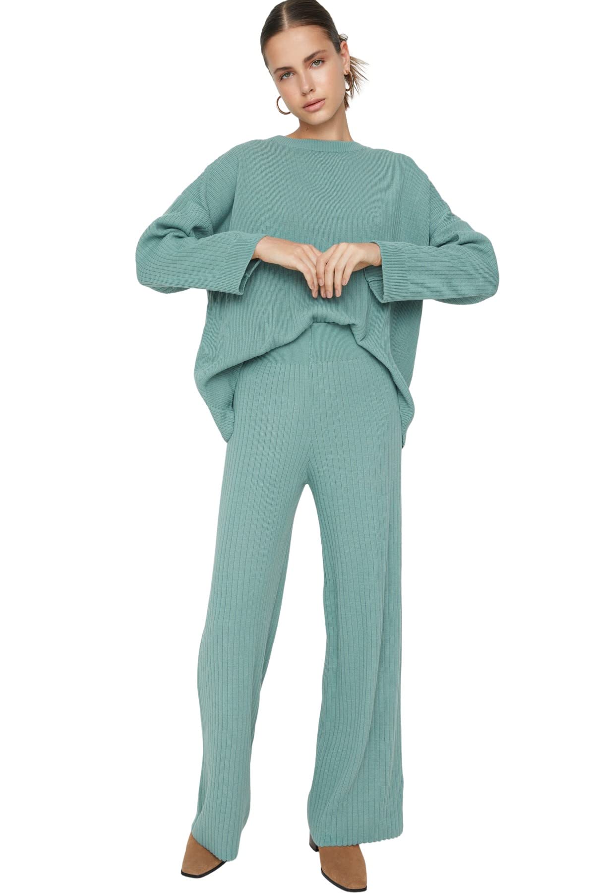 Trendyol Damen Mint Woman Plain Knitwear Two-Piece Set Abgestimmtes Outfit, M