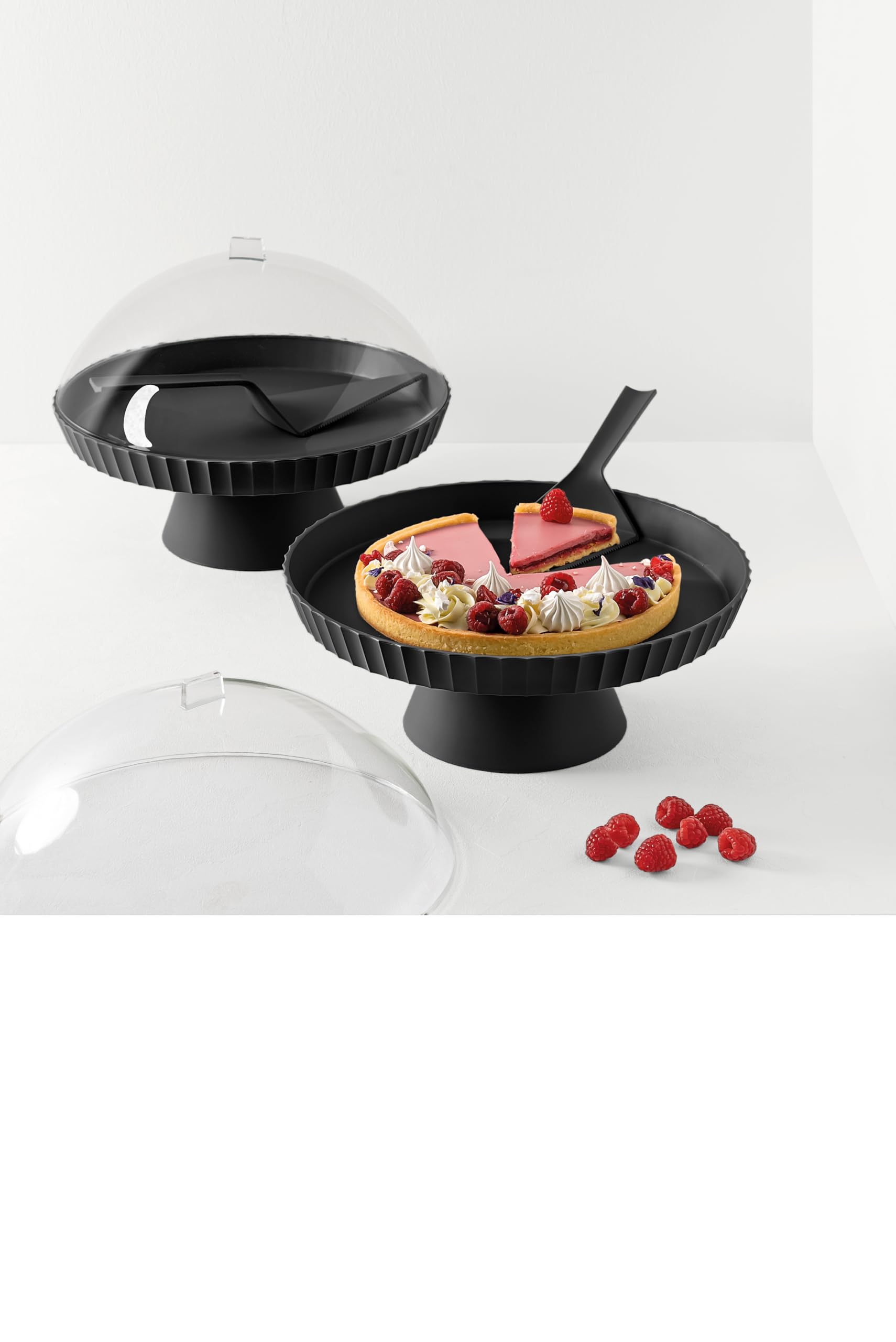 Blim Plus – Agorà Carbon Black Ø 30 cm avec calotte et pelle – Porte-gâteaux au fromage Accessoire Patisserie – Fabriqué en Italie