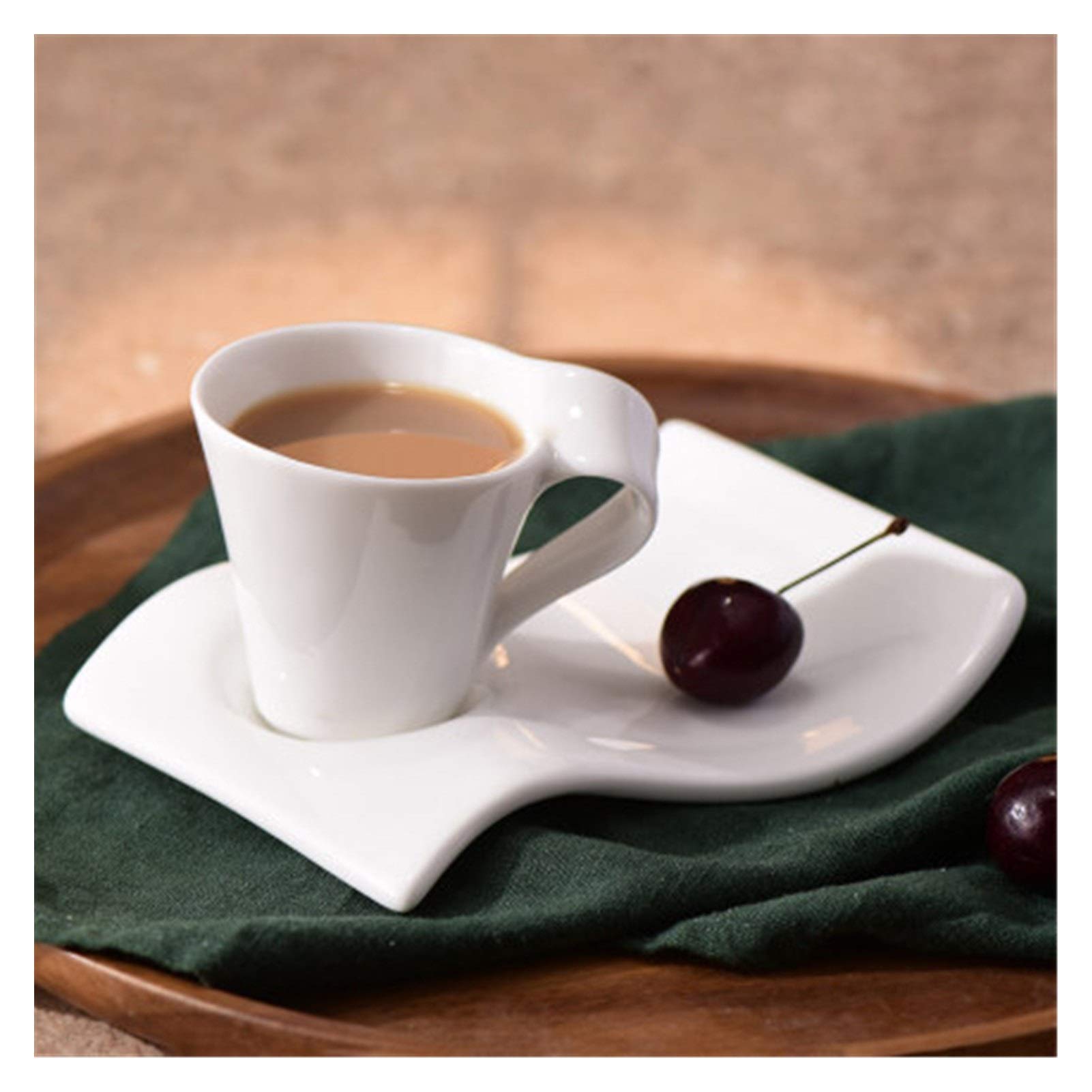 Tazas de Cafe,Coffee Mug Copa de la Boda de cerámica y platillo de café Taza de Leche de la Tarde Taza de té de la Taza de café Set(220ML)