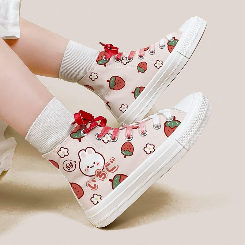 Bobo's House Kawaii Strawberry Bunny High Top Canvas Fashion