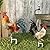 Riakrum 4 Pcs Metal Rooster Outdoor Garden Statues Decor Yard Chicken Decorations Metal Chicken Sculpture for Backyard Patio Kitchen Decor & Lawn Ornaments, 2 Size