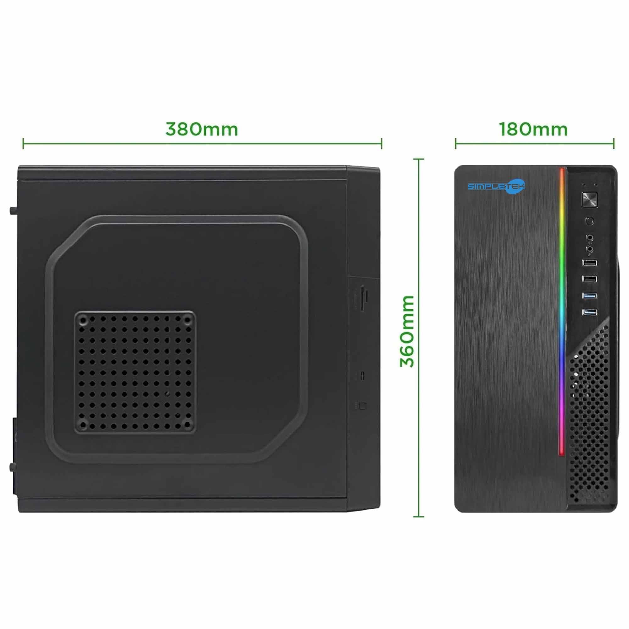 SIMPLETEK - Case Telaio Nero - Compatibile con Nuwo Itak I603 | Micro-ATX Mini-ITX - 1x 5.25" - 1x 3.5" - 2x 2.5" - PCIe | Alimentatore ATX 240W
