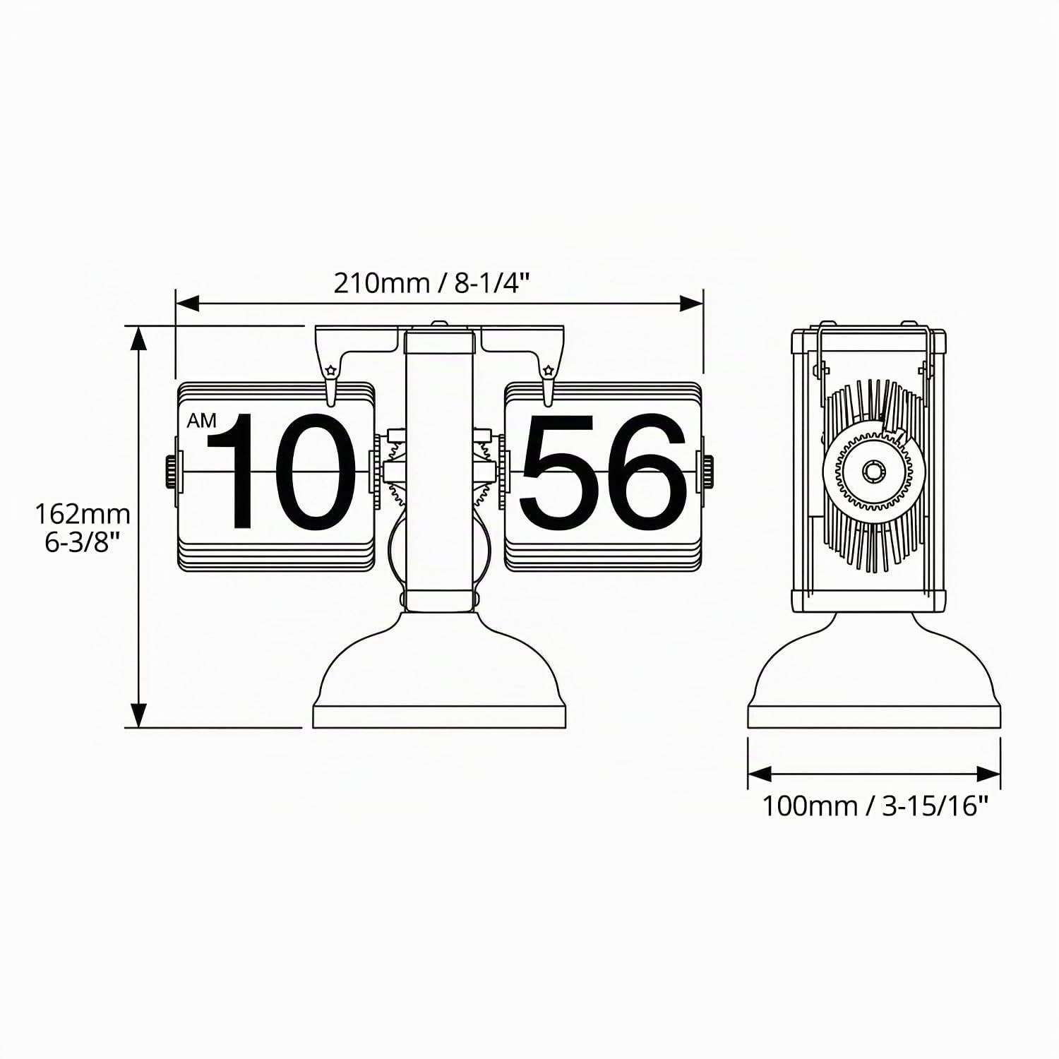 QWORK® Reloj de Mesa Retro Flip, Reloj mecánico de números desplegables con Mecanismo de Cuarzo, para Sala de Estar, Oficina y despacho