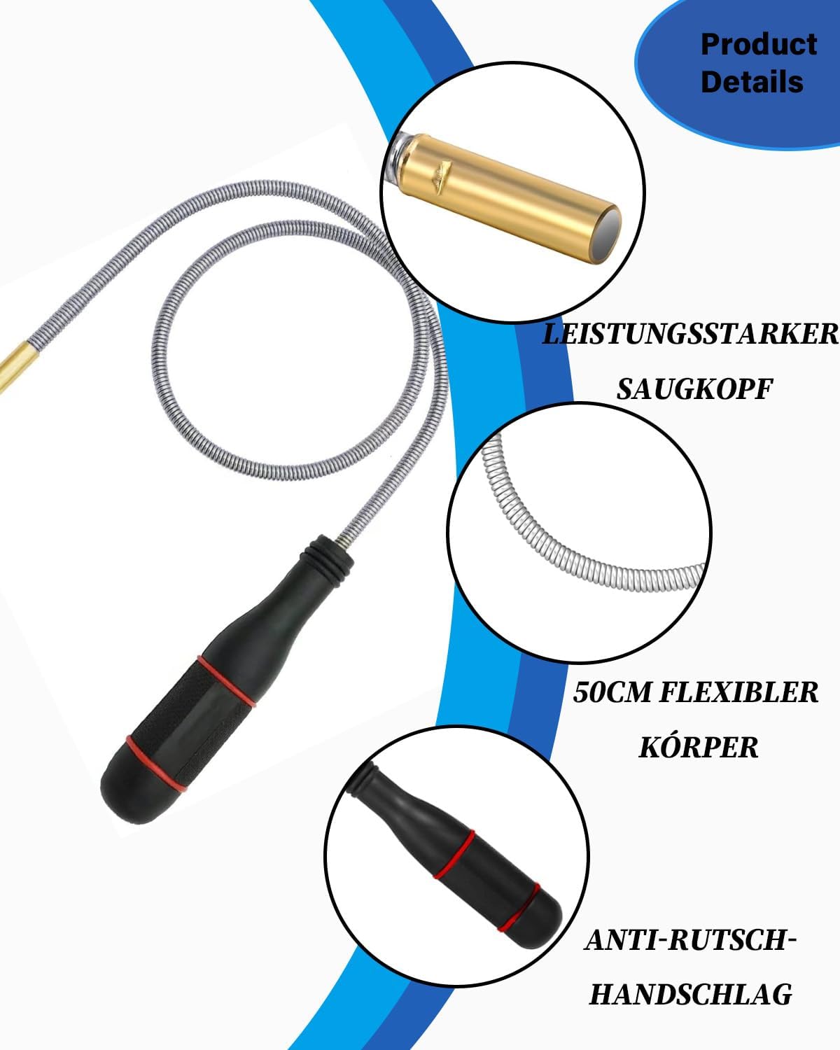Herramienta de Recogida Magnética Flexible,Varita de Elevador Magnético,Herramienta Telescópica,Iman Flexible Extra Fuerte