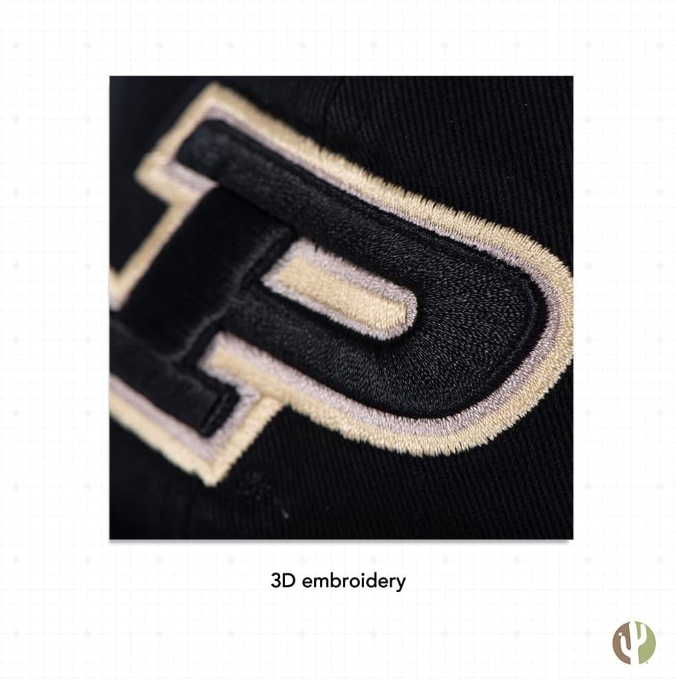Desert Cactus Purdue University Baseball Hat Boilermakers Brimmed Embroidered Hats Cap Adjustable Cloth Strap Adult (Style E1) Black - Image 5