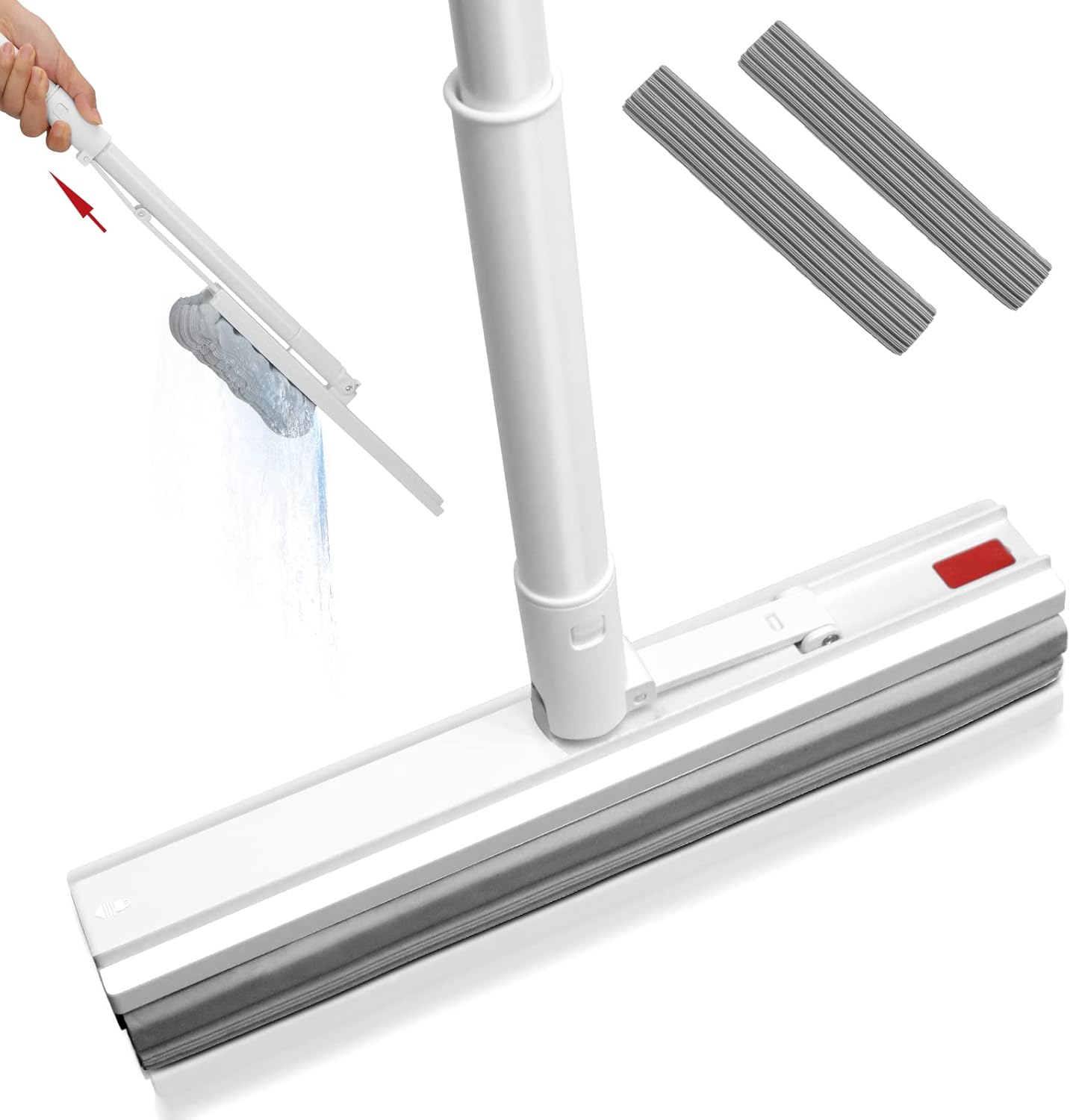 Midyb Sponge Mop, Adjustable Floor Sponge Mops with 2 Super Absorbent