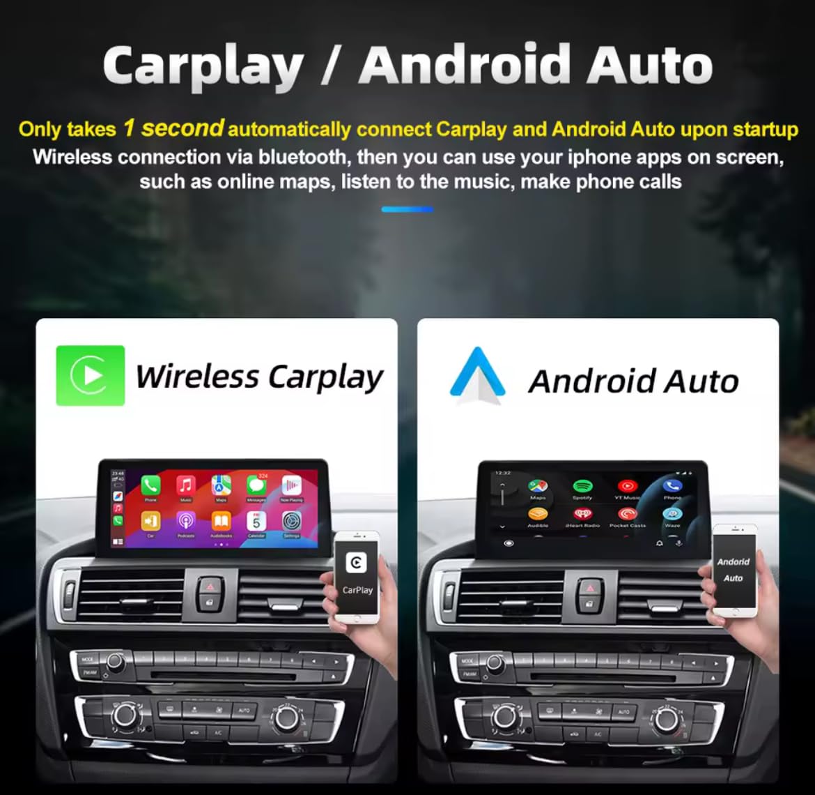 BMW Serie 1 F20 F21 Serie 3 F30 F31 F34 Serie 4 F32 F33 F34 CTB 10.25" CarPlay Android Auto Schermo Touch Retrofit Plug & Play