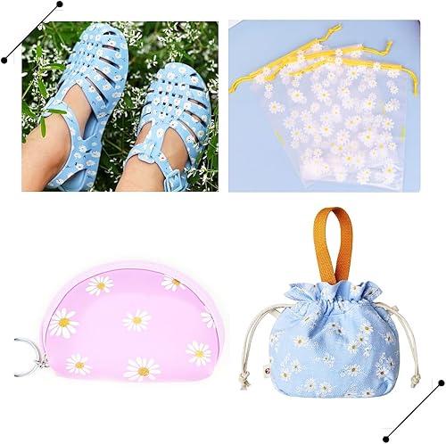 Miniatura 6 de JINR - Hojas de cuero de vinilo de gelatina de margarita suave, impermeable, rollo de tela de PVC suave de 12 x 53 pulgadas para aretes, lazos,