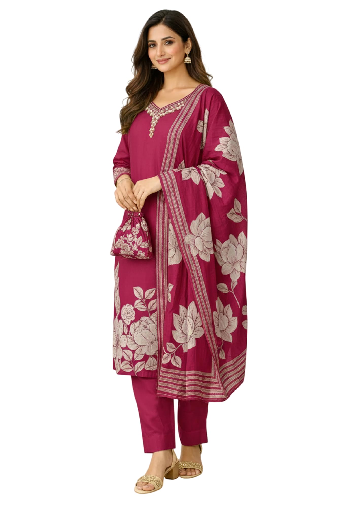 Campus Sutra Kurta Set for Women | Stylish Cotton Printed Kurti Pant Set | Indo-Western Casual & Festive Kurta Set for Women (K-229-30) in multi