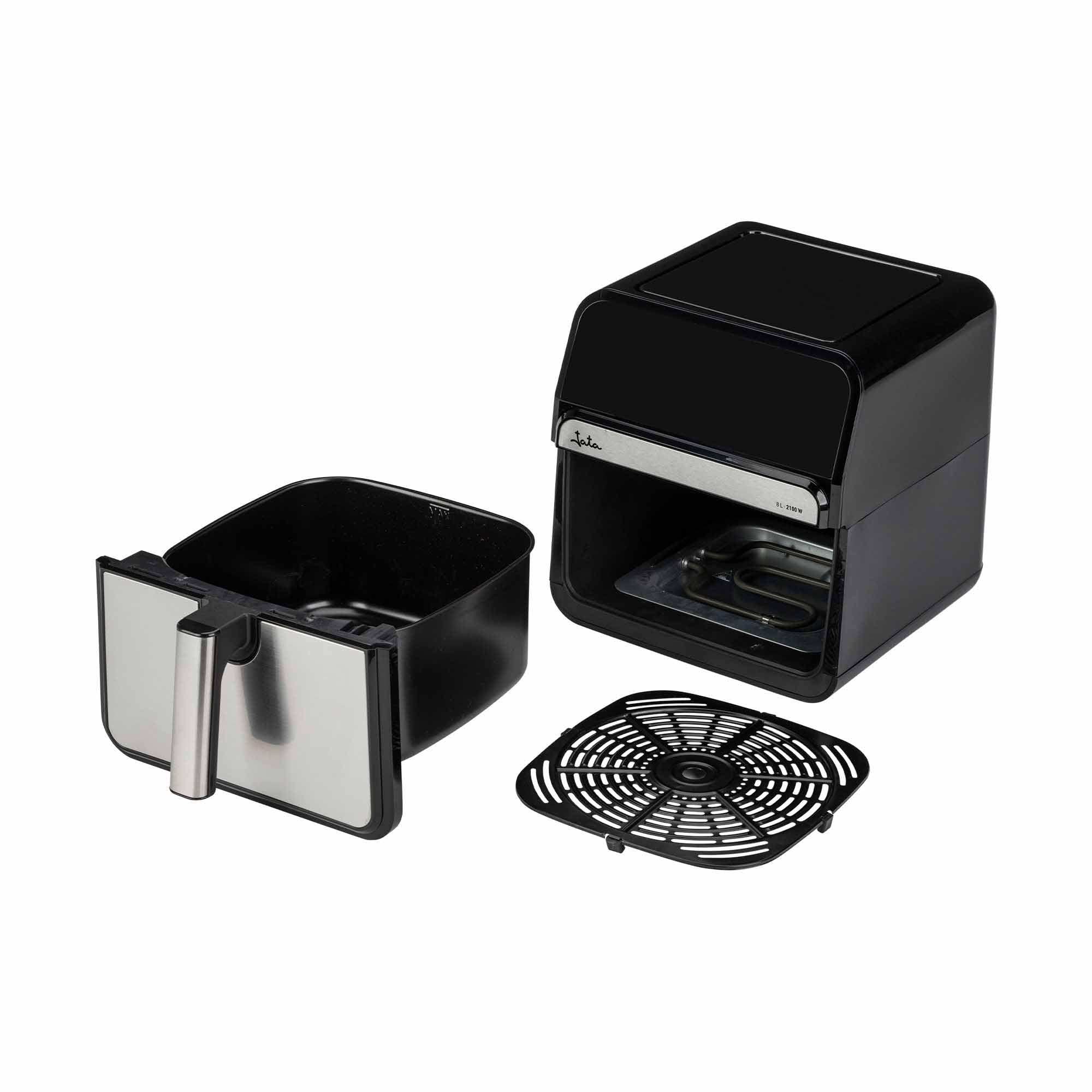 JATA JEFR1242 - Freidora de Aire sin Aceite de 8 L. Air Fryer 2100 W. 10 Programas Automáticos. Panel Táctil Intuitivo. Hasta 200ºC. Temporizador 60 minutos. Freír, Hornear, Asar, Deshidratar