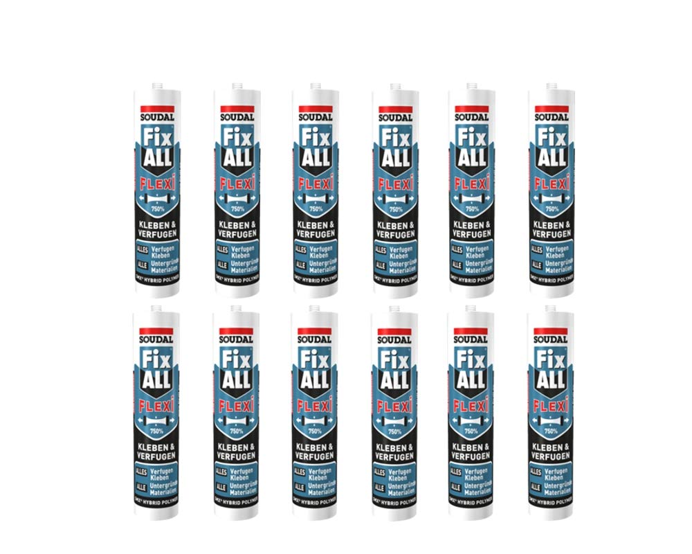 12 x Soudal Fix ALL Flexi, uniwersalny klej, 290 ml, brązowy