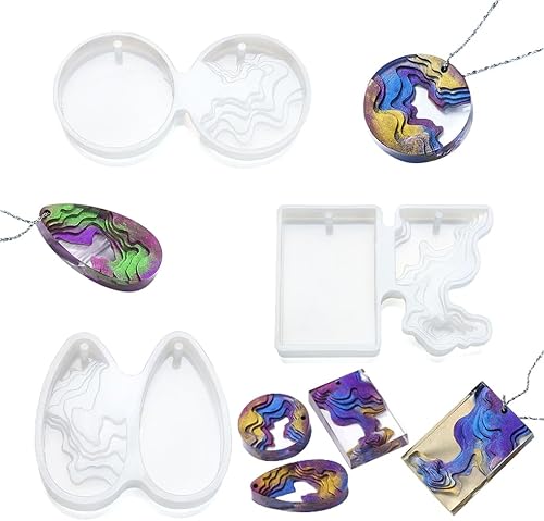 FineInno 3 moldes de resina de isla, molde de silicona con temática oceánica para resina epoxi, molde colgante de joyería de bricolaje, aretes,