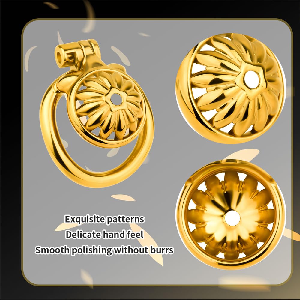 Chastity Cage Male Klein Peniskäfig, Metall Keuschheitskäfig Keuschheitsgürtel für Herren, Gold Atmungsaktiv Penis Käfig Bondage Sklaven Extrem Sexspielzeug für die Männer(50mm)