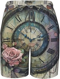 Traje de baño para niños, diseño de libélula y rosas, reloj antiguo, pintura de acuarela, ornamentado, secado rápido, traje de baño para la playa
