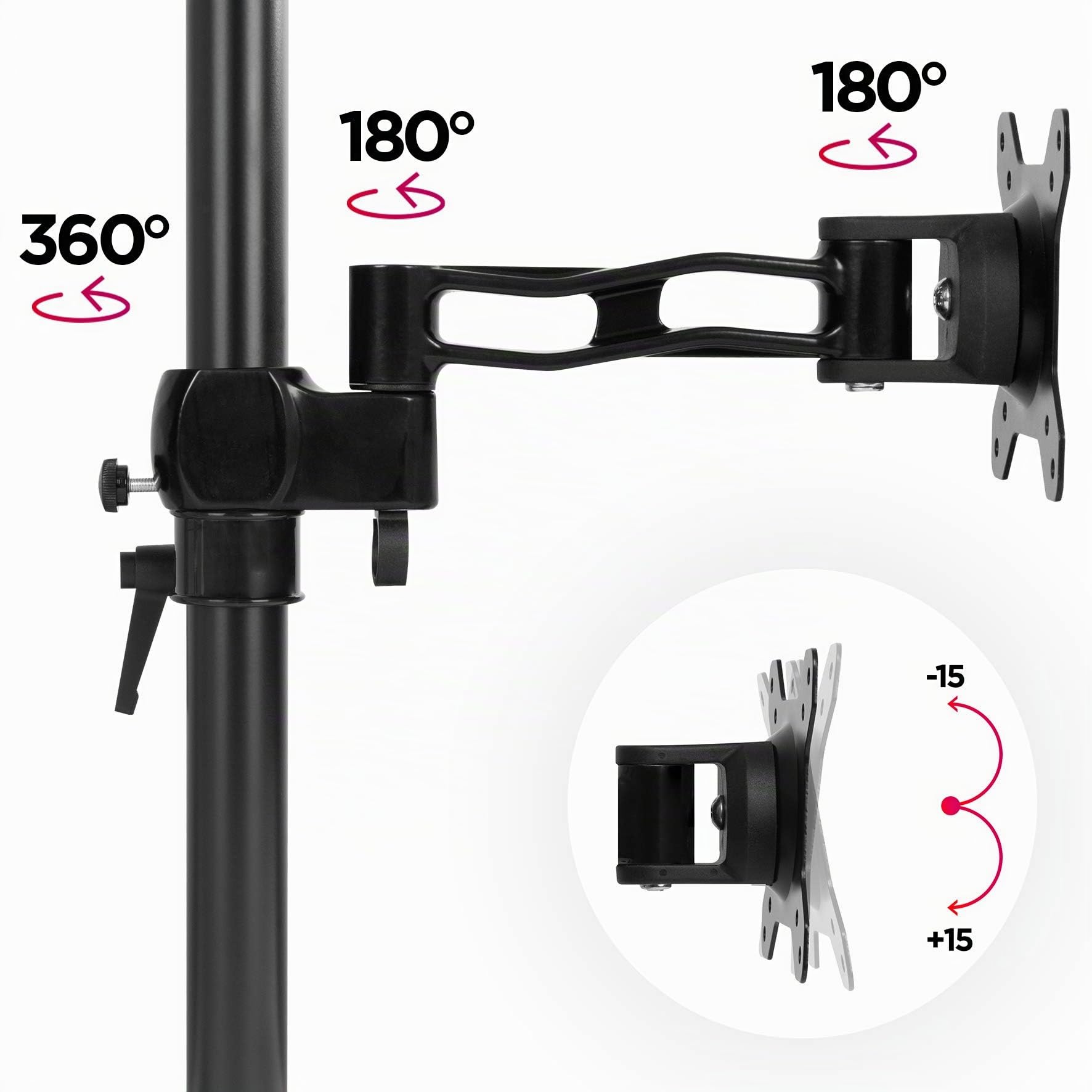 Duronic DM35V2X2 Bras pour 2 moniteurs d’Ordinateur avec Extension | Support Vertical Double d’écran PC articulé Ergonomique de Bureau | VESA 75 100 | Hauteur Ajustable | Rotatif Inclinable Pivotant