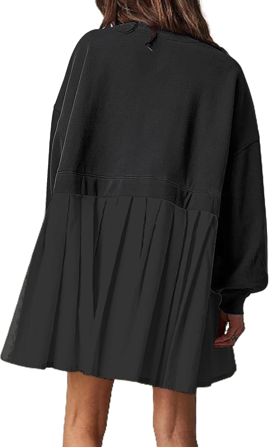 Oversized Sweatshirt Dress Women Long Sleeve Crew Neck Patchwork Pullover Tops Sweatshirt Jump Mini Dress - Image 4
