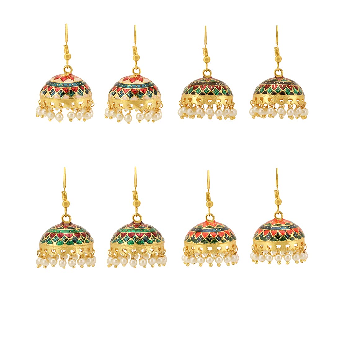 Yellow Chimes Meenakari Jhumka Earrings for Women Combo of 4 Pairs Handcrafted Jaipur Rajasthani Style Traditional Jhumka/Jhumki Earrings for Women and Girls (B09DKJ4T2C) Amazon Price History, Amazon Price Tracker