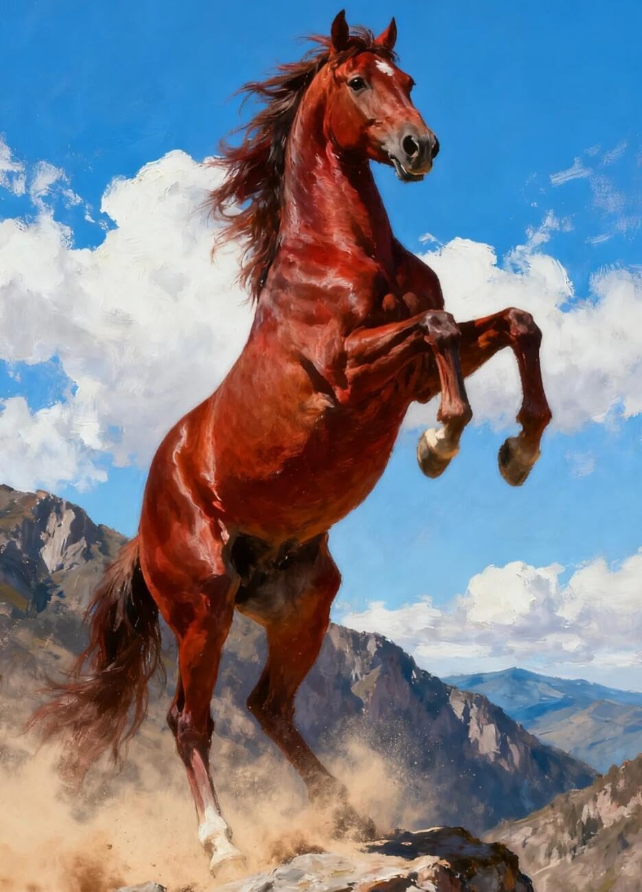 Henypt Cross Stitch Kit Horse Animal DIY Needlepoint Set for Adults Beginners with Accessories Handmade DIY/Gifts 14CT 50x70cm