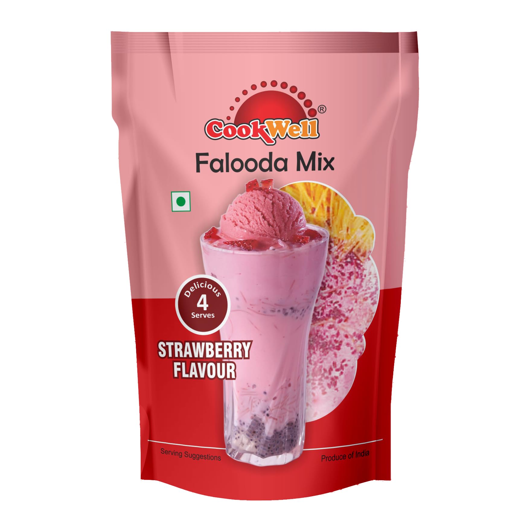 Cookwell Combo of Falooda Mix | 100g × 4 Flavours (Rose, Mango, Sitafal, Srawberry) - Tasty & Health 4
