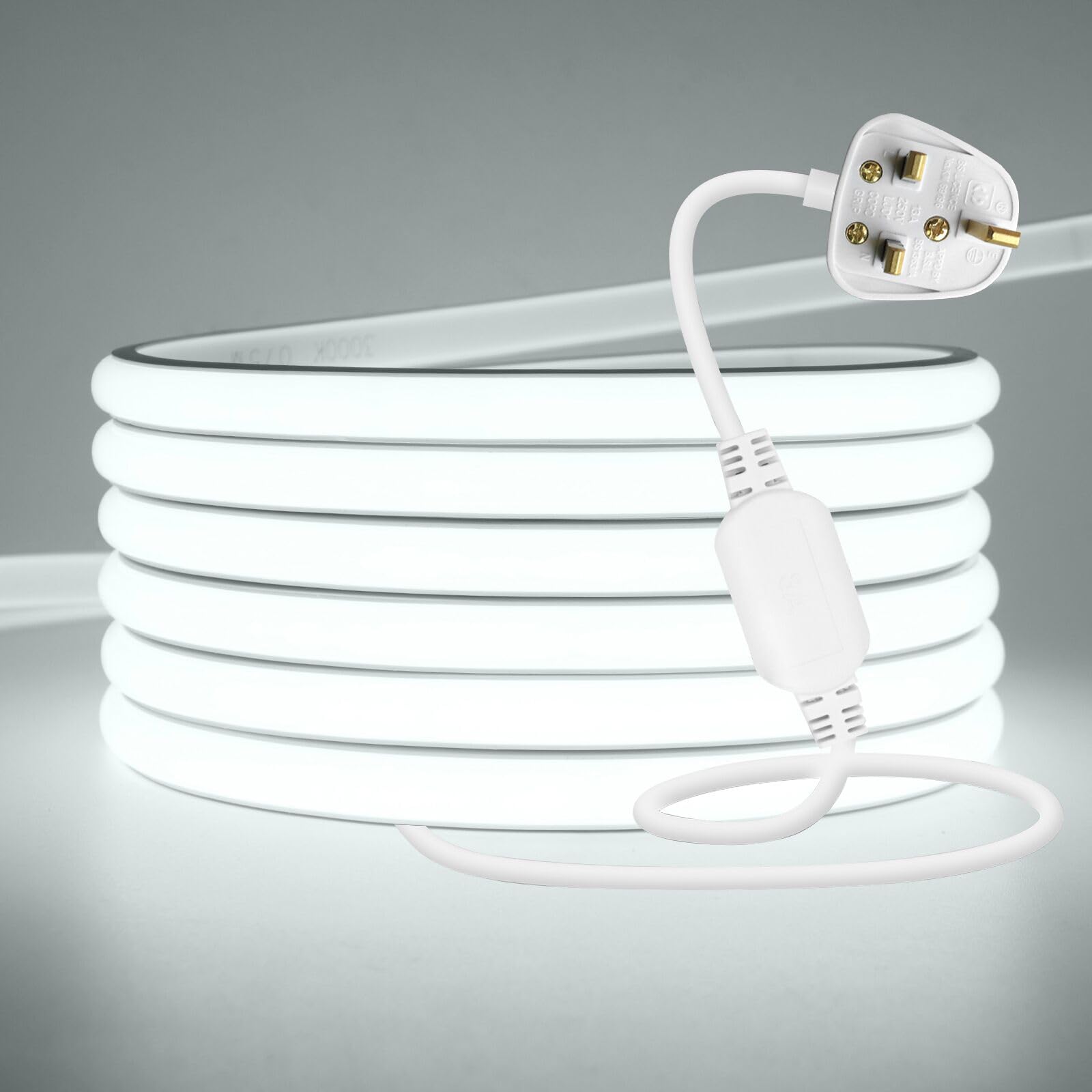 MIGUDA COB Strip Light 35M, Flexible LED Lights 220V with Power Supply,50cm Cuttable, 288LEDs/m White High Brightness Neon Rope Light for Christmas Decoration and Lighting