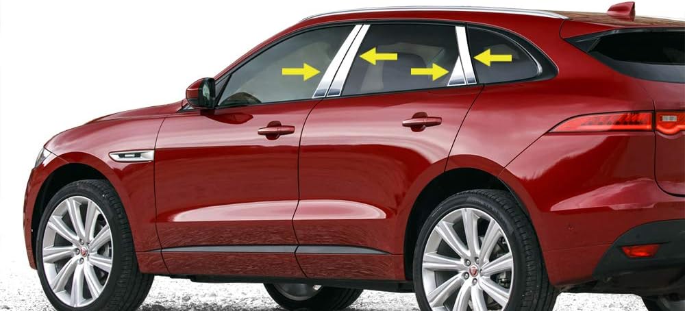 Made in USA! Compatible with 2016-2025 Jaguar F-Pace 8PC Chrome Stainless Steel Pillar Post W/Diag &Tri