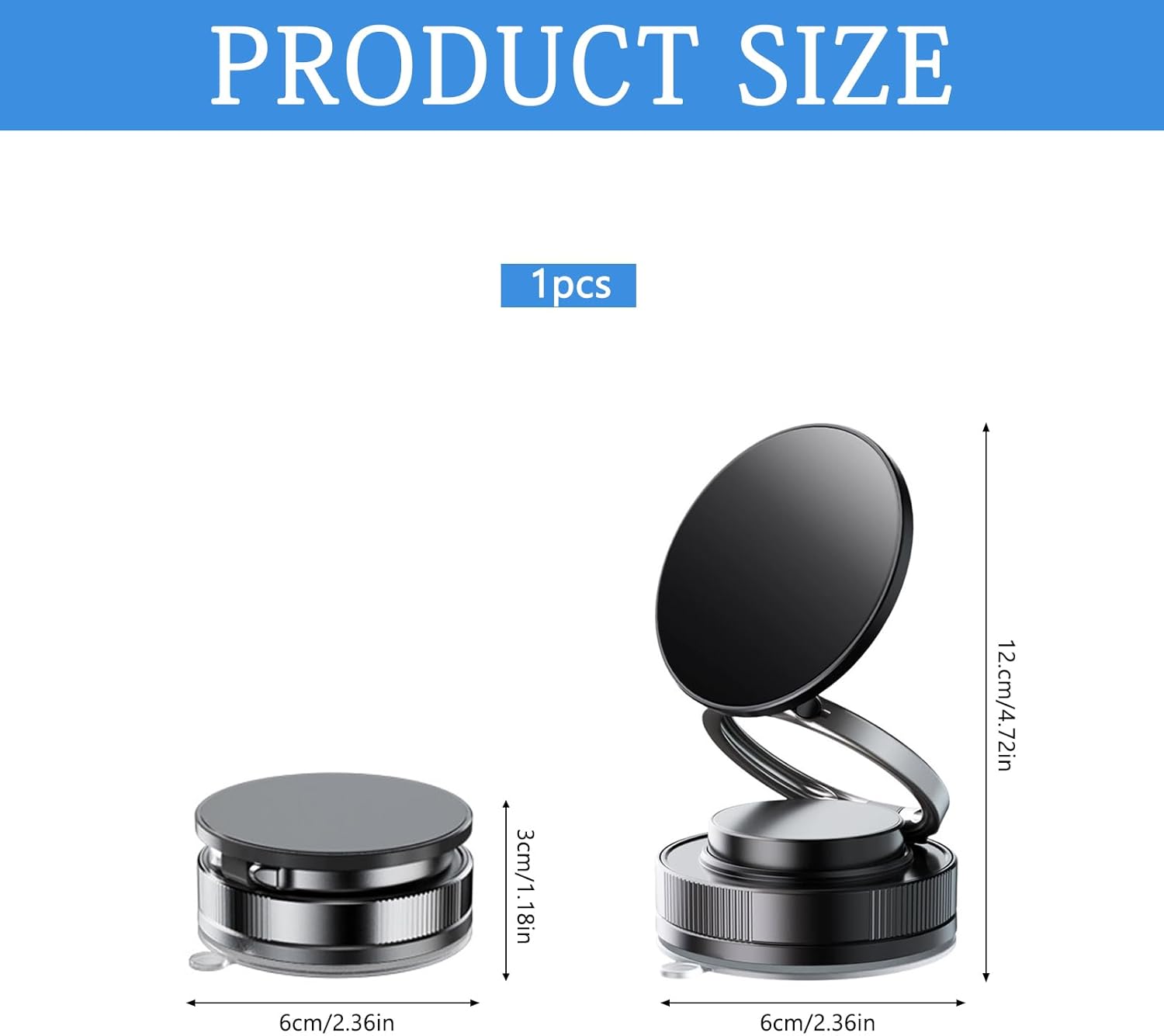 DAZZTIME Support Téléphone Voiture Magnétique à Ventouse – Adsorption Sous Vide Intelligente, Rotation Réglable, Multisurface Fer/Verre/Mur - Image secondaire