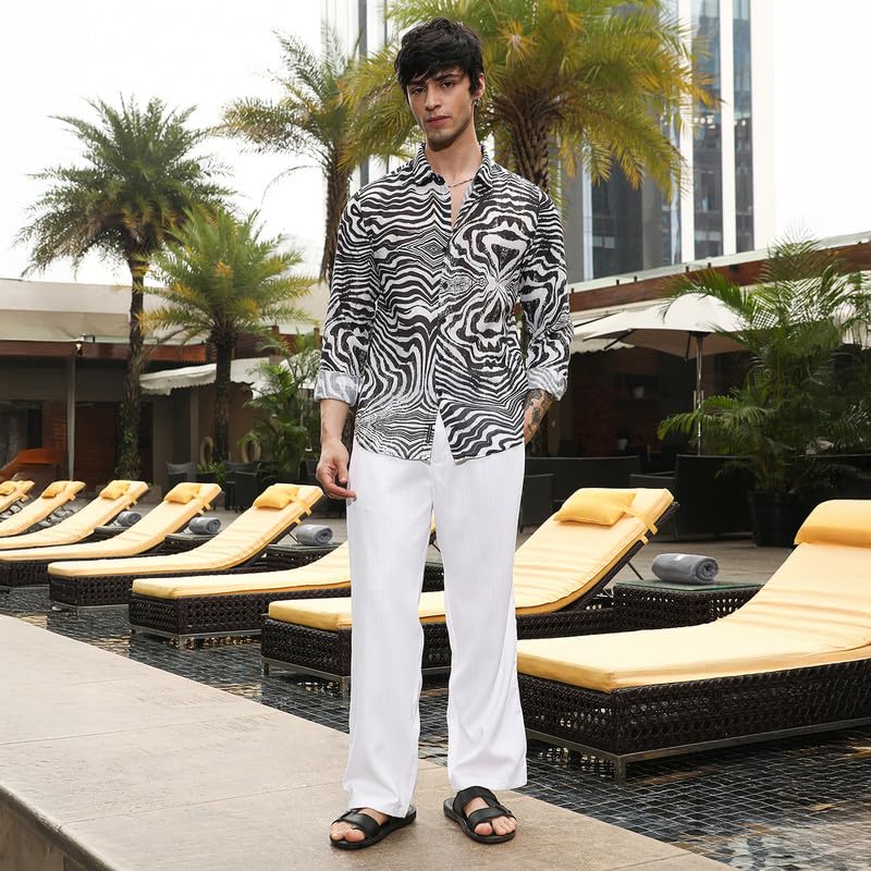 Image of CAHOOT Men's Bisque Shirt Casual Wear | Spread Collar | Long Sleeve | Button Closure | Shirt Crafted with Comfort Fit for Everyday Wear