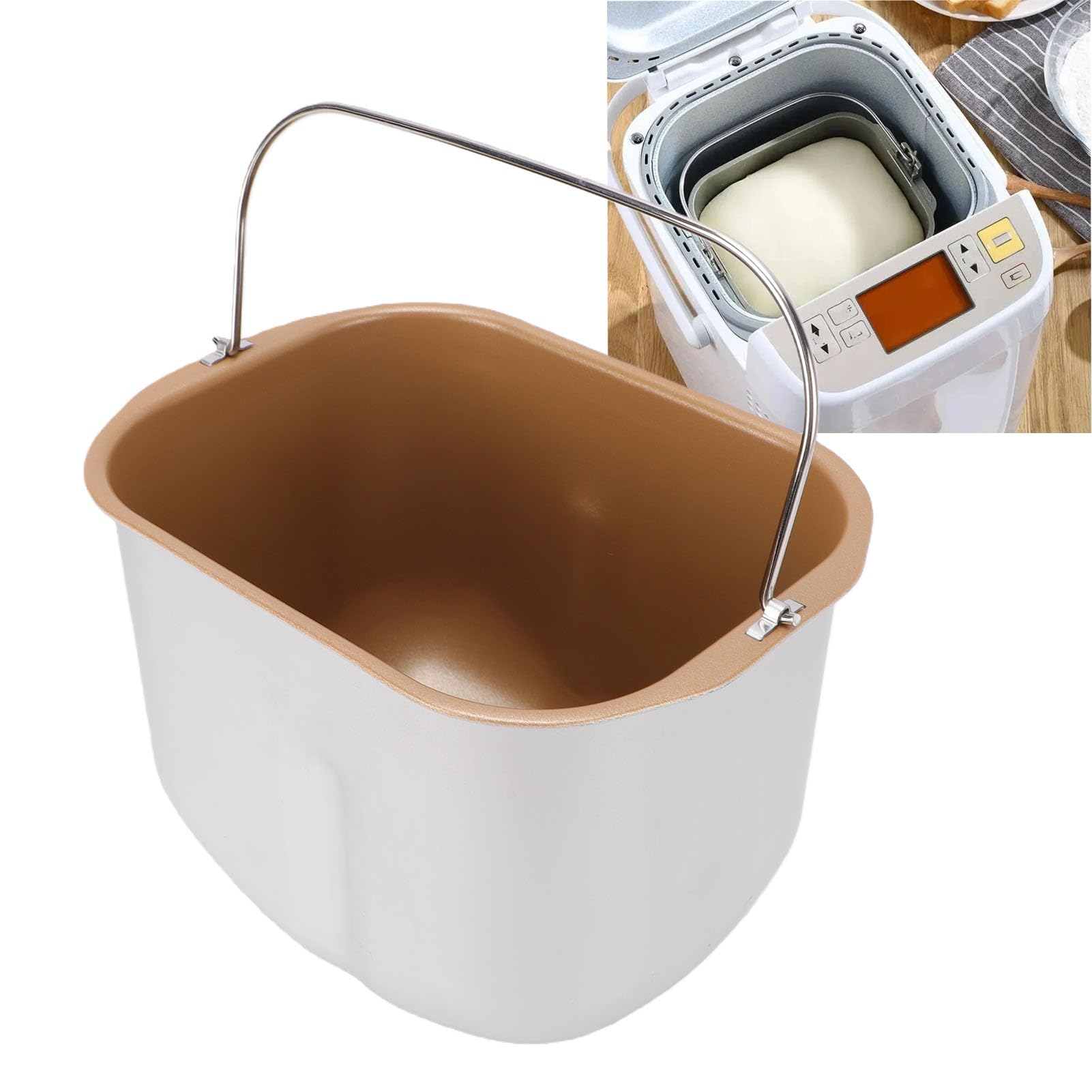 PUSOKEI Olla Interior Antiadherente para Hornear Pan |Cubo Mezclador de Acero Inoxidable para Máquina de Pan, Accesorio de Bandeja