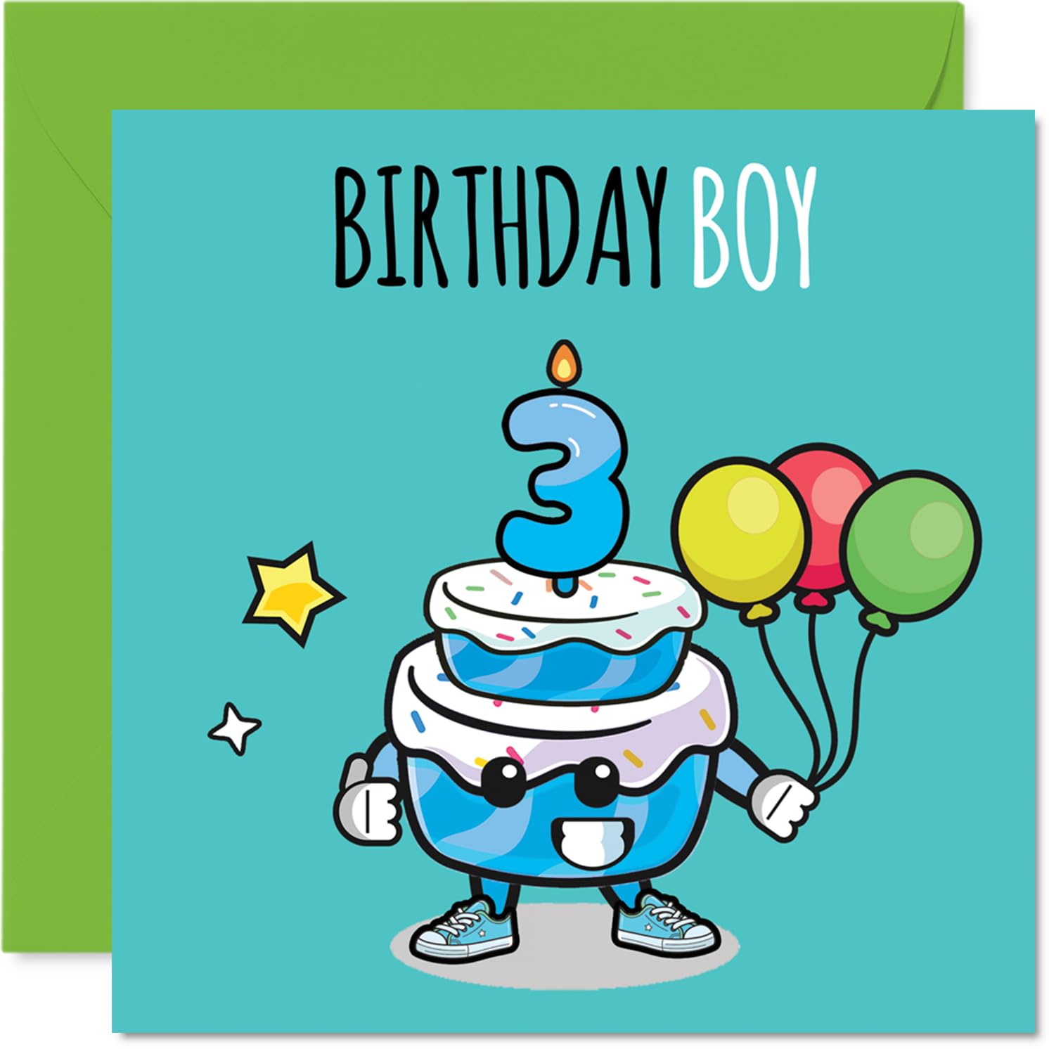 3rd Birthday Cards for Boys, Birthday Cake Boy Balloons