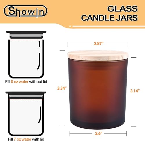 Miniatura 212 de Tarros de vela gruesos de 8 onzas para hacer velas, 15 unidades, tarros vacíos transparentes con tapas de madera para hacer velas, contenedor
