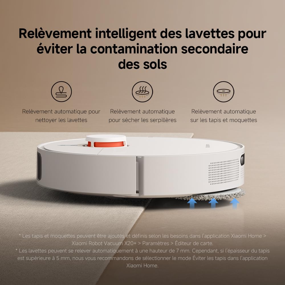 XIAOMI Robot Vacuum X20+, Station Tout-en-Un avec vidage, Lavage & séchage Auto, Aspiration 6000 Pa, évitement d’Obstacles S-Cross™, Navigation LDS, Commande vocale Via Mi Home.