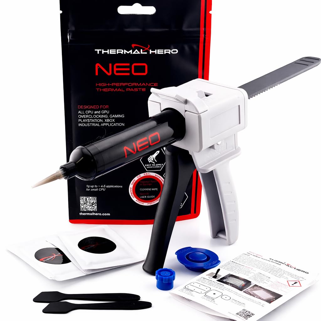 NEO pasta termoprzewodząca 50 g – z pistoletem dozującym, niezawodna pasta termiczna dla konstruktorów systemów, CPU, GPU, laptopa, konsoli masowej